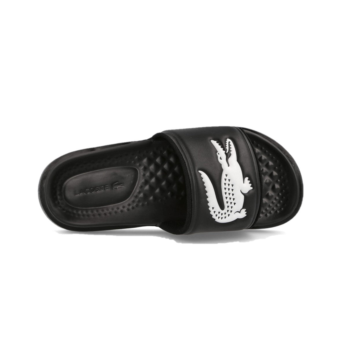 LACOSTE 7-43CMA0020312 CROCO DUALISTE LOGO STRAP 0922 MN'S (Medium) Black/White Synthetic Slide