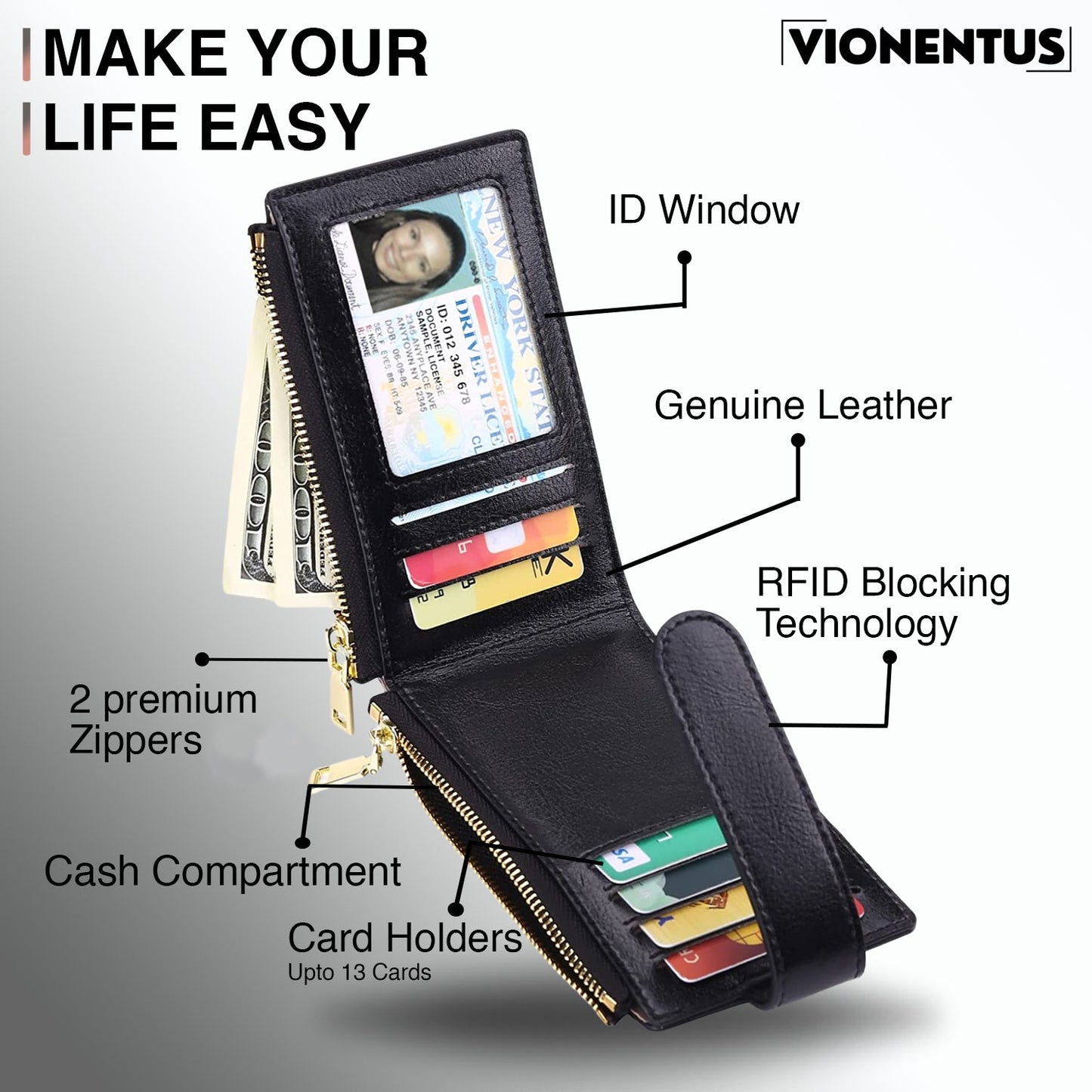 Women's AirTag Wallet : Deluxe Smart VN300