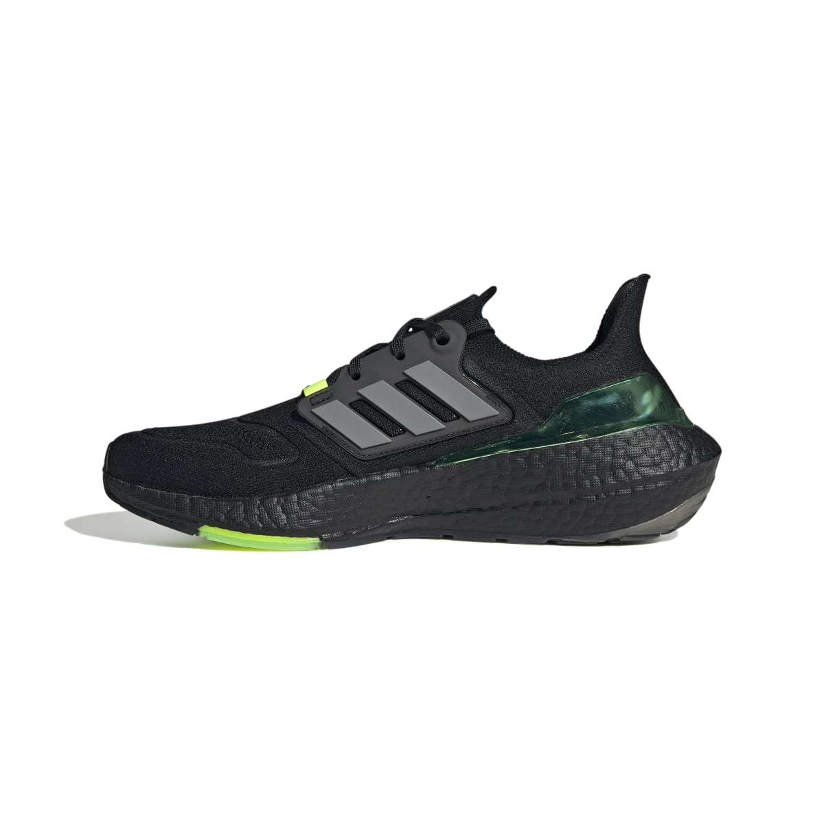 ADIDAS GX5917 ULTRABOOST 22 MN'S (Medium) Black/Metallic/Green Primeknit Running Shoes