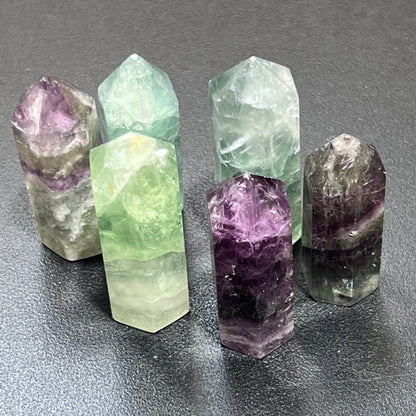 Rainbow Fluorite Crystal Point Tower Standing Obelisk Gemstone Decor