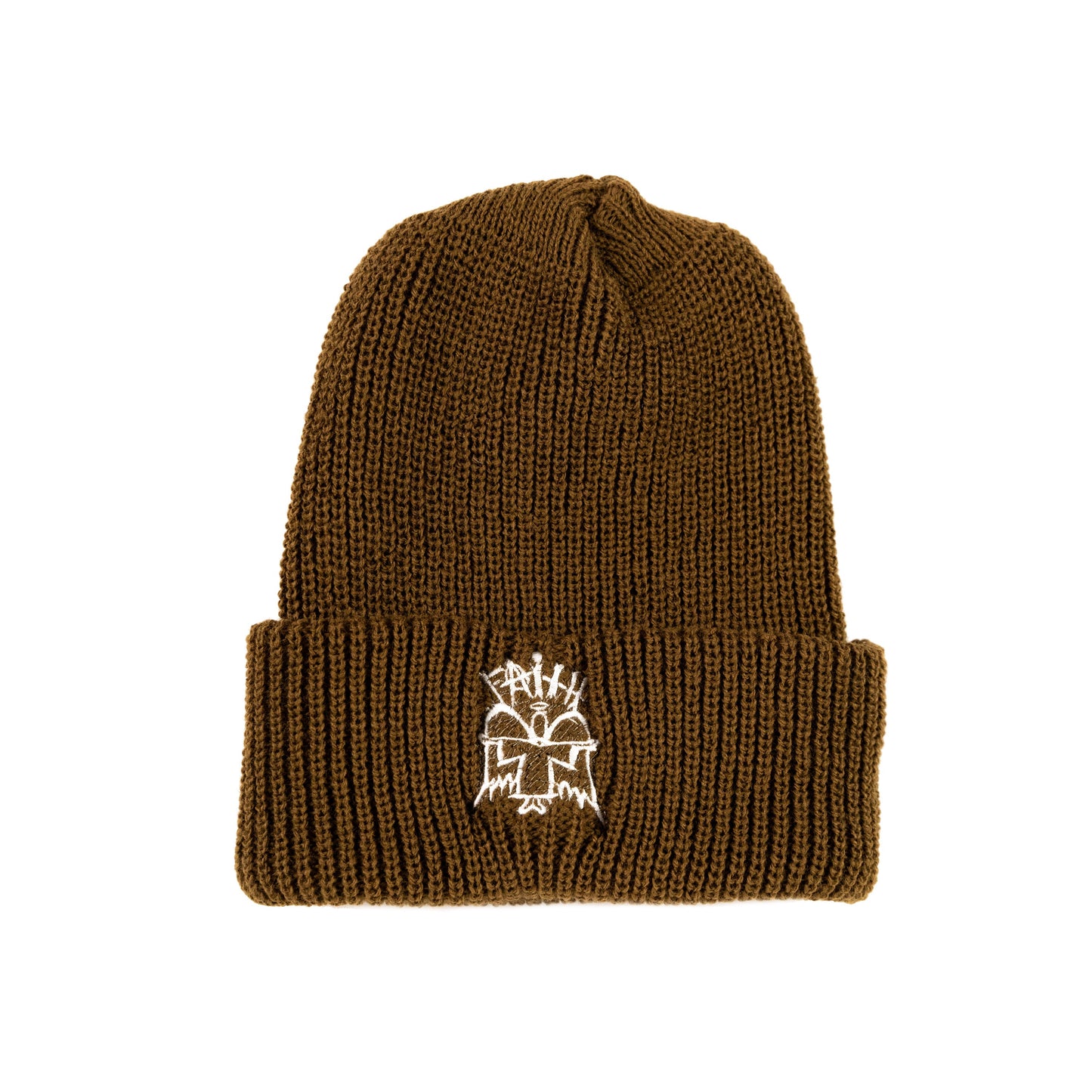 Faith O.G. Angel Embroidered Brown Beanie