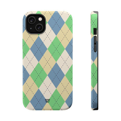 GREEN BLUE BEIGE ARGYLE | MagSafe Tough iPhone Case