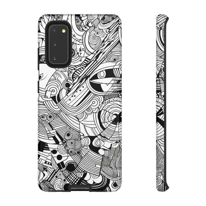 B&W ABSTRACT DOODLE | Tough Phone Case