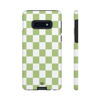 PALE OLIVE WHITE CHECKERBOARD | Tough Phone Case