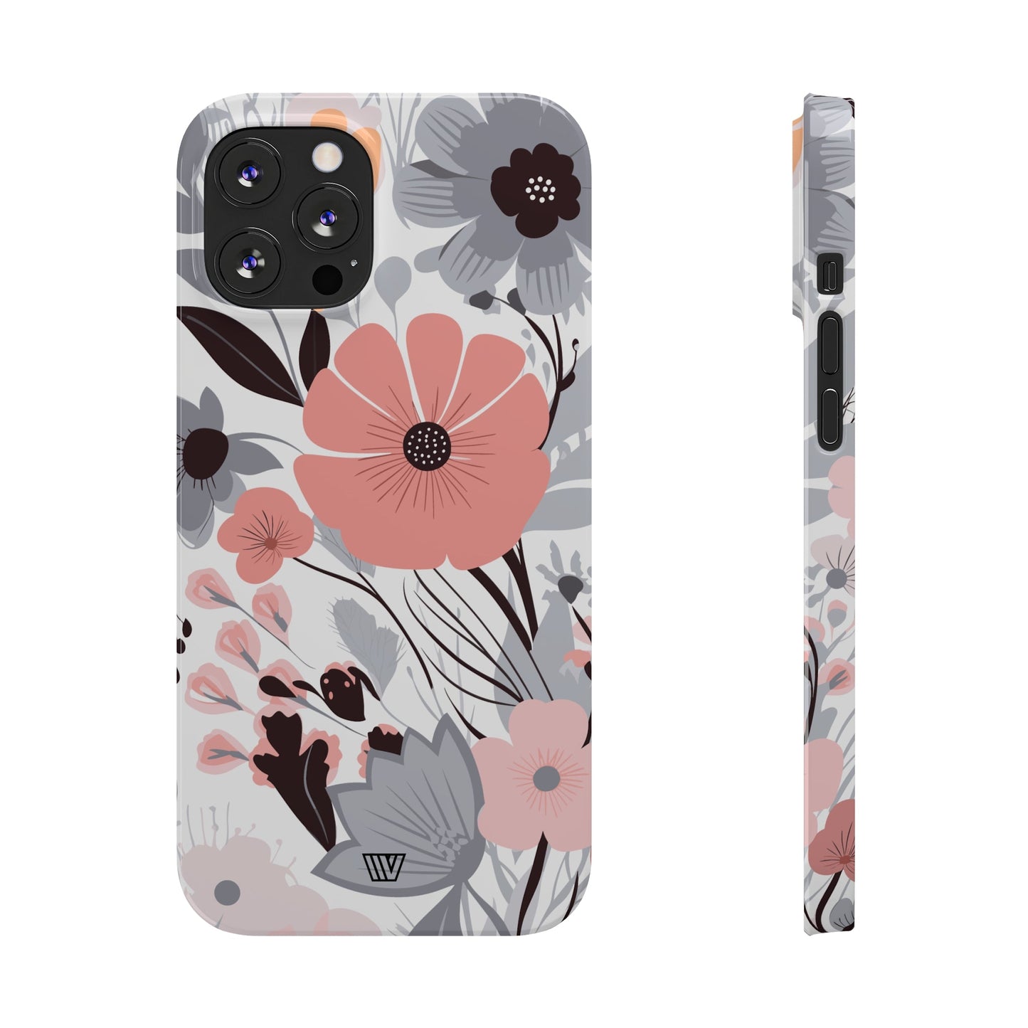 GRAY PASTEL FLOWERS | Slim iPhone Case