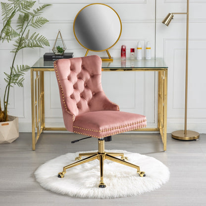 Velvet Upholstered Tufted Button  Office Chair