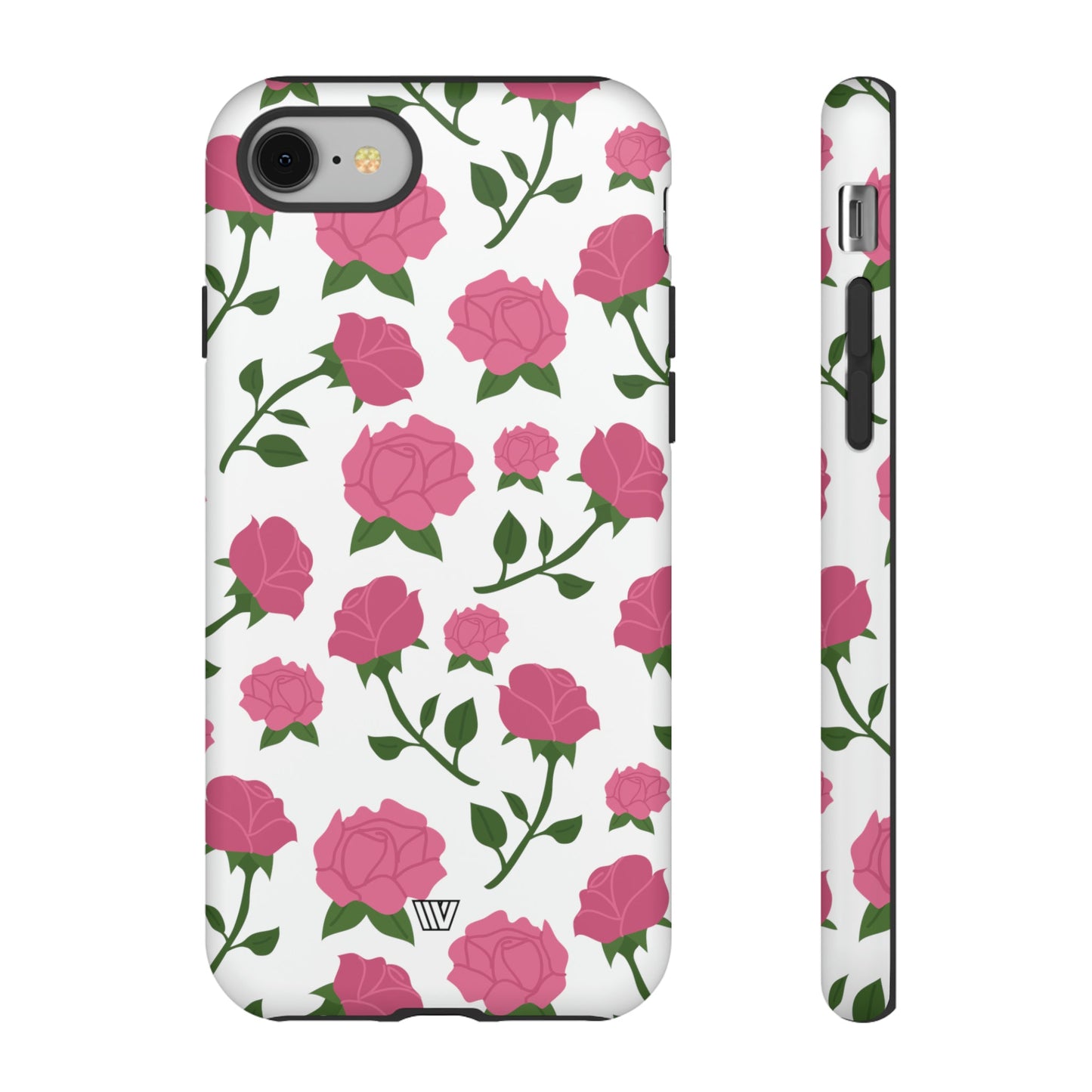 PINK ROSES ON WHITE | Tough Phone Case