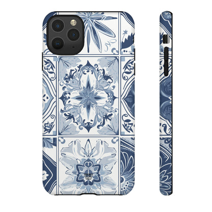 BLUE WHITE TILE | Tough Phone Case