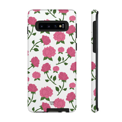 PINK ROSES ON WHITE | Tough Phone Case