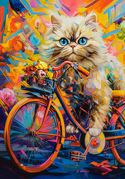 500 Piece Jigsaw Puzzle, Kitten's Floral Ride, Animal puzzle, Kitten, Adult Puzzle, Castorland B-54015