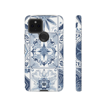 BLUE WHITE TILE | Tough Phone Case