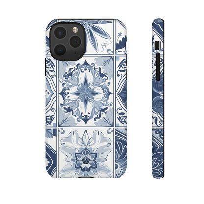 BLUE WHITE TILE | Tough Phone Case