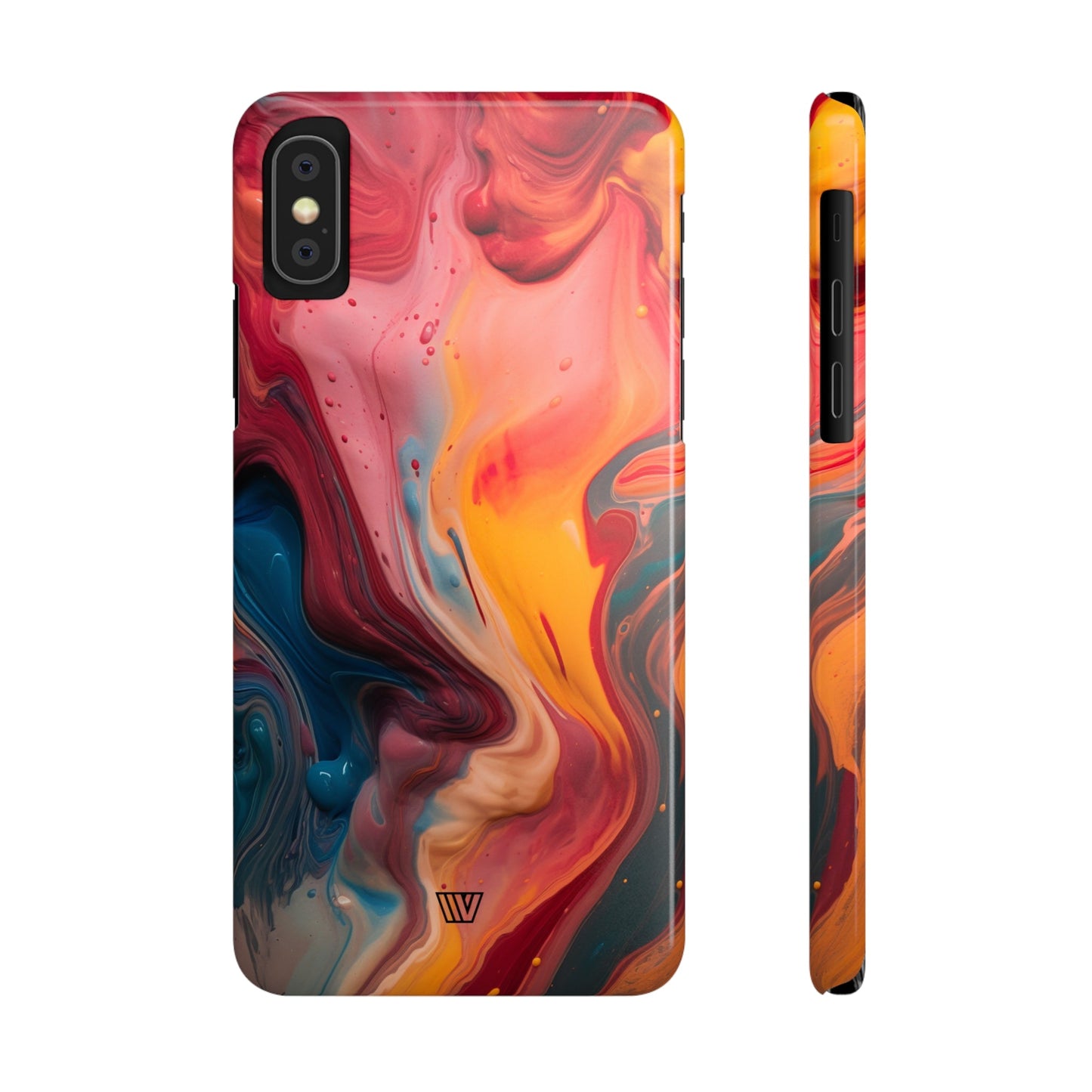 RED ORANGE BLUE SWIRL | Slim iPhone Case