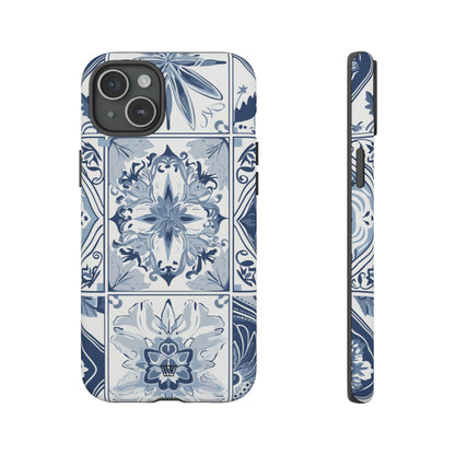 BLUE WHITE TILE | Tough Phone Case