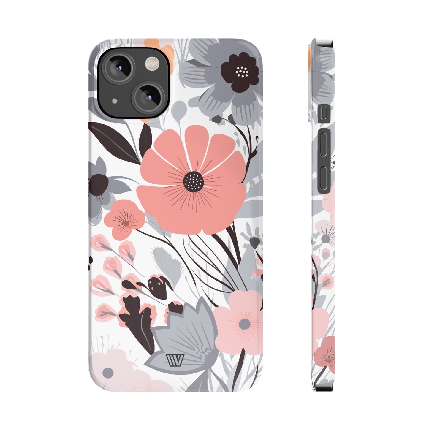 GRAY PASTEL FLOWERS | Slim iPhone Case