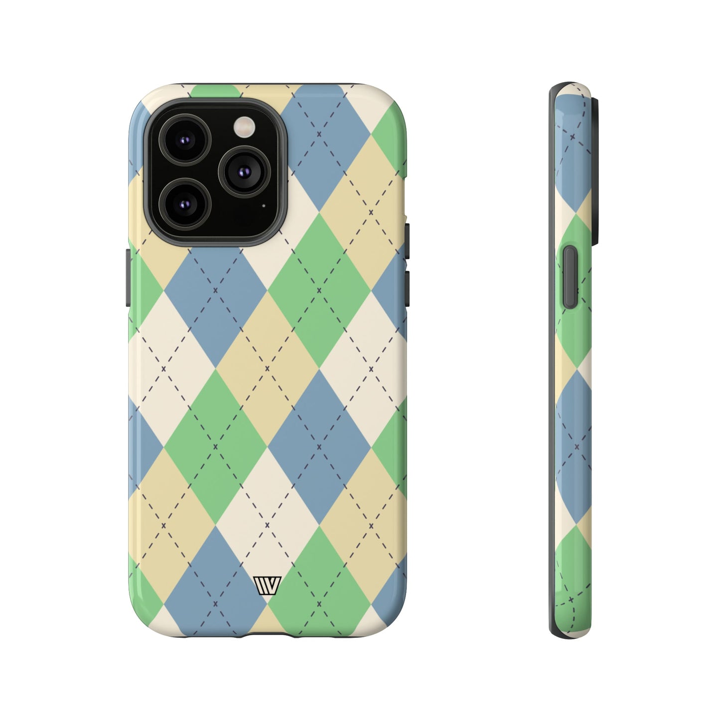 GREEN BLUE BEIGE ARGYLE | Tough Phone Case