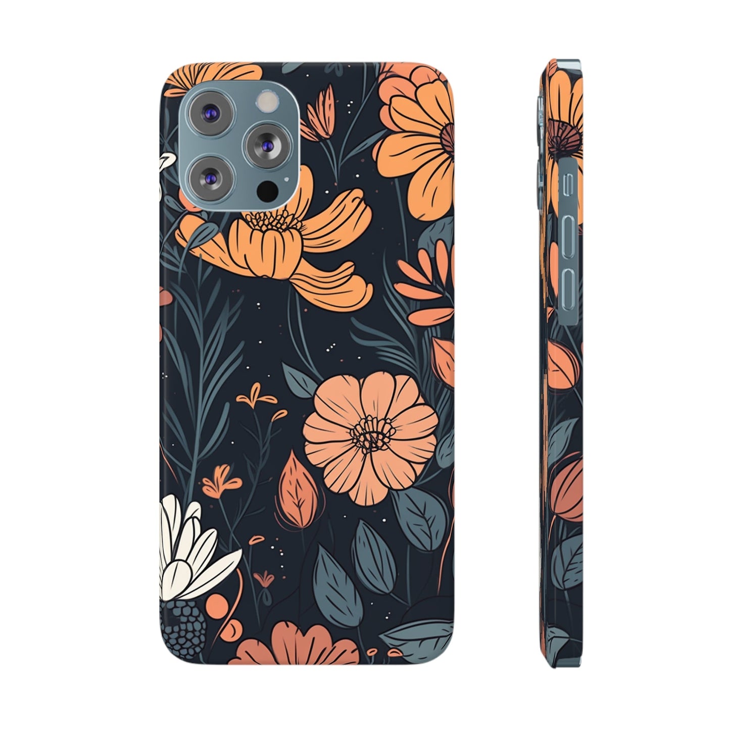 DARK FLOWER PATTERN  | Slim iPhone Case