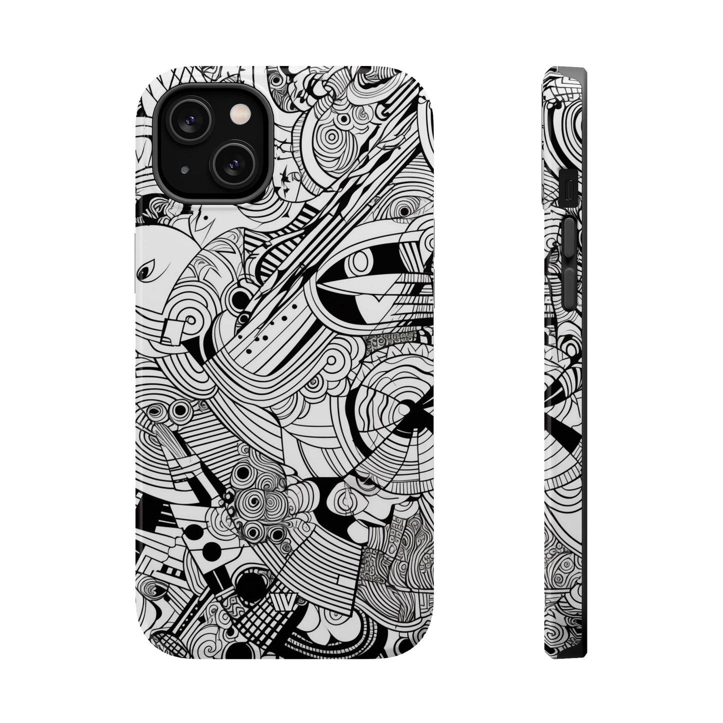 B&W ABSTRACT DOODLE | MagSafe Tough iPhone Case