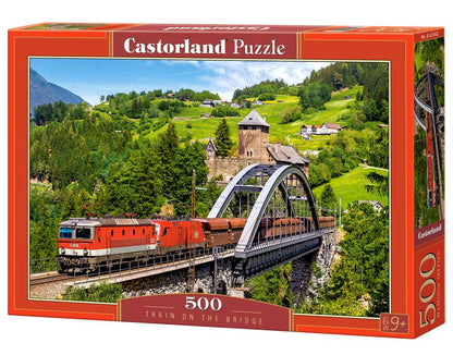 500 Piece Jigsaw Puzzle, Train on the Bridge, Mountain Train, Locomotive Puzzle, Train puzzle, Adult Puzzles, Castorland B-52462