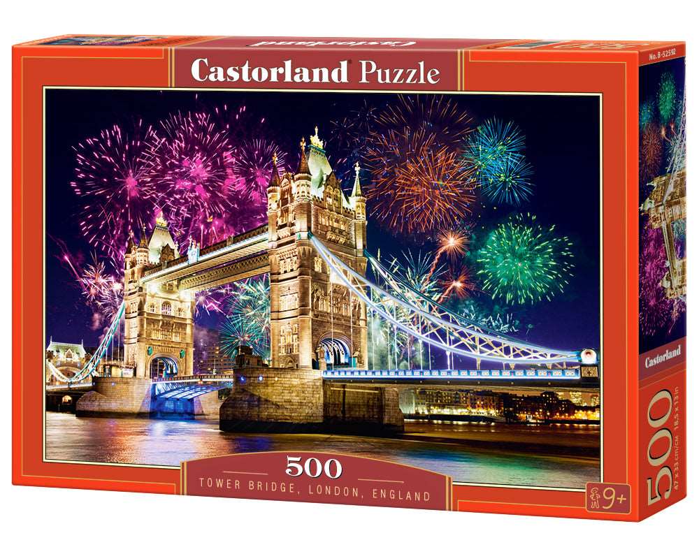 500 Piece Jigsaw Puzzle, Tower Bridge, London, England, Fireworks Puzzle, Adult Puzzles, Castorland B-52592