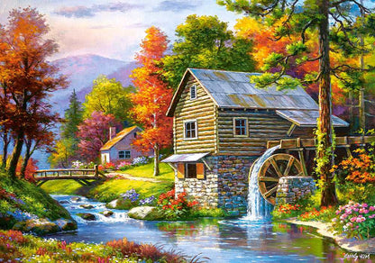 500 Piece Jigsaw Puzzle, Old Sutter’s Mill, Charming Nook, Pond, Countryside, Adult Puzzles, Castorland B-52691