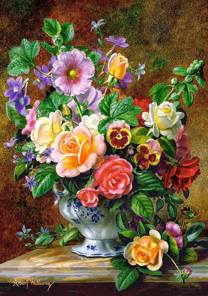 500 Piece Jigsaw Puzzle, Flowers in a Vase, Flower and plants Puzzle, Albert Williams, Painting Puzzle, Adult Puzzles, Castorland B-52868