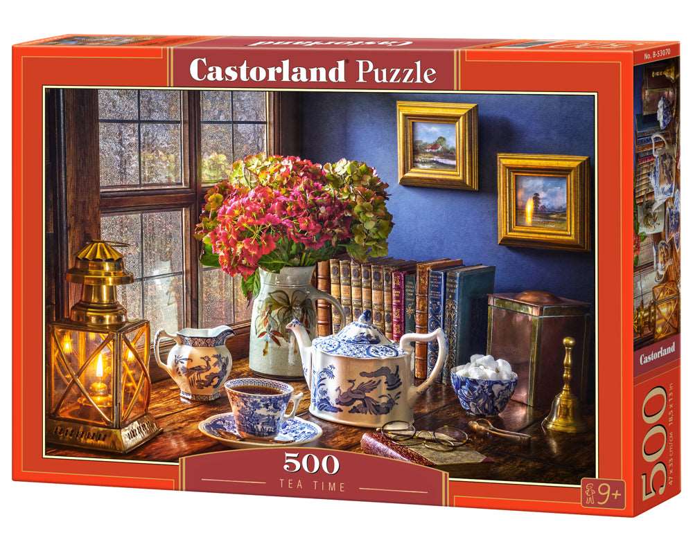 500 Piece Jigsaw Puzzle, Tea Time, Classic interior, old fashioned furniture, oil lamp, beautiful vase, Adult Puzzles, Castorland B-53070