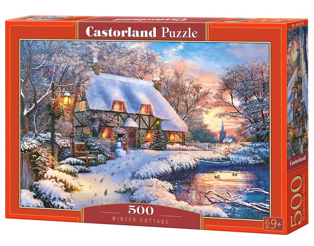 500 Piece Jigsaw Puzzle, Winter Cottage, Charming Nook, Countryside, Winter puzzle, Adult Puzzles, Castorland B-53278