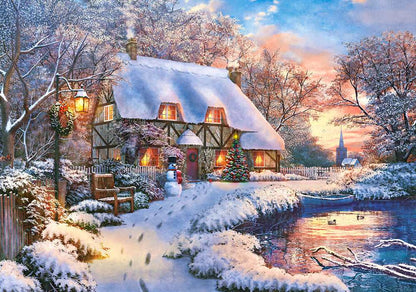 500 Piece Jigsaw Puzzle, Winter Cottage, Charming Nook, Countryside, Winter puzzle, Adult Puzzles, Castorland B-53278