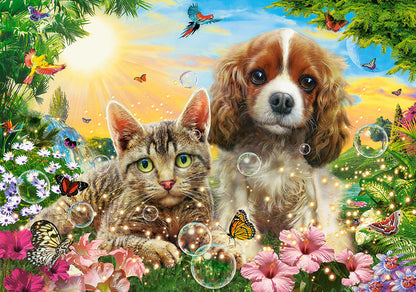 500 Piece Jigsaw Puzzle, Best Pals, Cats and Dogs, Animal puzzles, sweety Puppy and Kitten, Adult Puzzles, Castorland B-53728