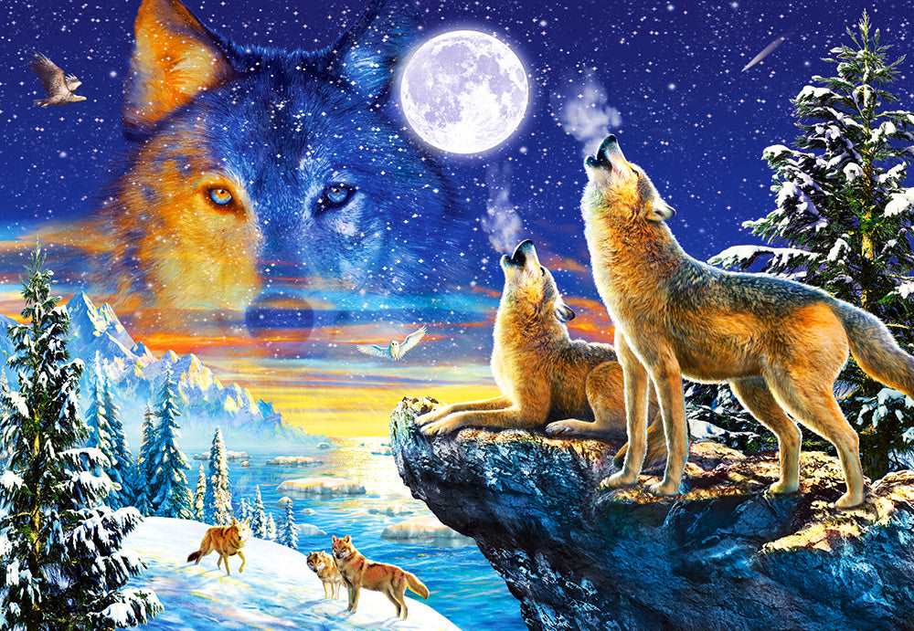 1000 Piece Jigsaw Puzzle, Howling Wolves, Adult Puzzle, Castorland C-103317-2