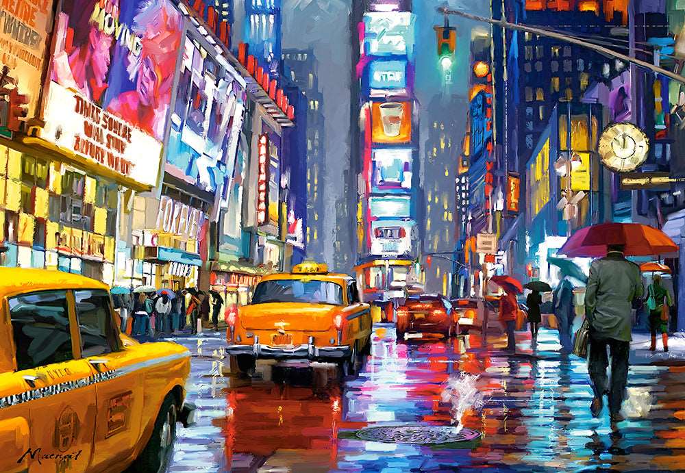 1000 Piece Jigsaw Puzzle, Times Square, NY, New York, New York City Art, USA, yellow cab, Adult Puzzle, Castorland C-103911-2