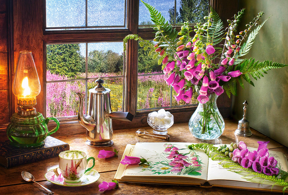 1000 Piece Jigsaw Puzzle, Still Life with Violet Snapdragons, Classic interior, Window view, Garden puzzle, Adult Puzzle, Castorland C-104345-2