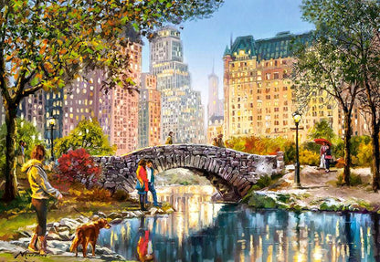 1000 Piece Jigsaw Puzzle, Evening Walk Through Central Park, Manhattan Puzzle, New York, USA, Puzzle of New York, Adult Puzzle, Castorland C-104376-2