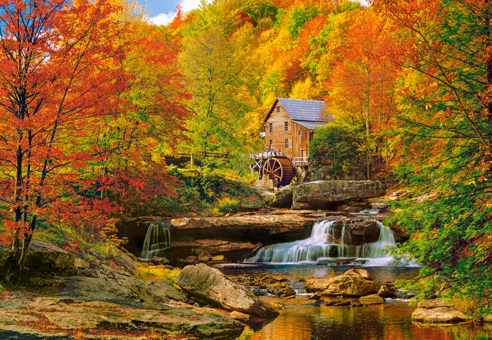 1000 Piece Jigsaw Puzzle, Magical Autumn, Water mil, Nature puzzles, Waterfall, Adult Puzzle, Castorland C-104918-2