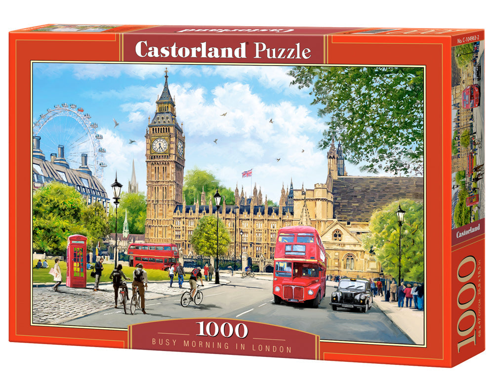 1000 Piece Jigsaw Puzzle, Busy Morning in London, United Kingdom, Great Britain, England puzzle, Big Ben, Adult Puzzle, Castorland C-104963-2