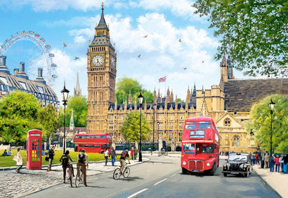 1000 Piece Jigsaw Puzzle, Busy Morning in London, United Kingdom, Great Britain, England puzzle, Big Ben, Adult Puzzle, Castorland C-104963-2