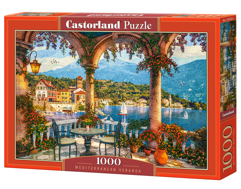 1000 Piece Jigsaw Puzzle, Mediterranean Veranda, Italian mountain lake, Adult Puzzle, Castorland C-105120-2