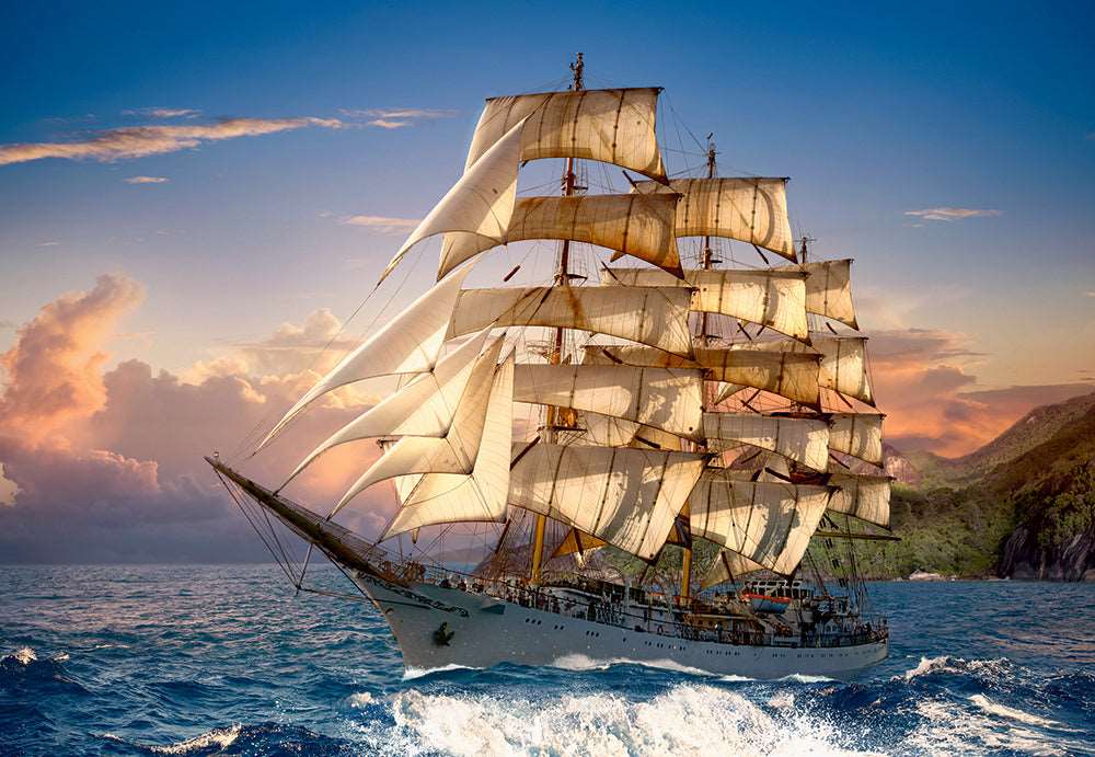 1500 Piece Jigsaw Puzzle, Sailing at Sunset, Sailing Ship Puzzle, Ocean Puzzle, Adult Puzzles, Castorland C-151431-2