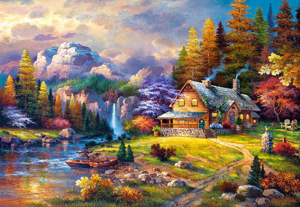 1500 Piece Jigsaw Puzzle, Mountain Hideaway, Charming Nook, Pond, Countryside, Adult Puzzles, Castorland C-151462-2