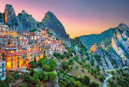 1500 Piece Jigsaw Puzzle, Sunrise over Castelmezzano, Italy, Mountain Puzzle, Puzzle of Italy, Adult Puzzles, Castorland C-151912-2