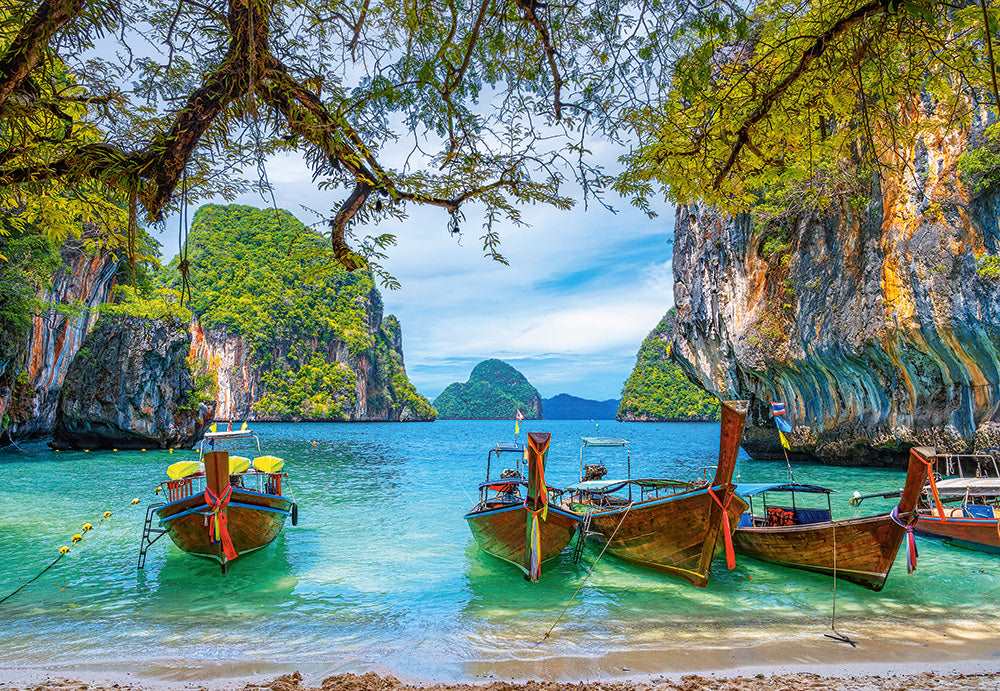 1500 Piece Jigsaw Puzzle, Beautiful Bay in Thailand, Asia, Island, Fishing boat, Ocean puzzle, Adult Puzzles, Castorland C-151936-2