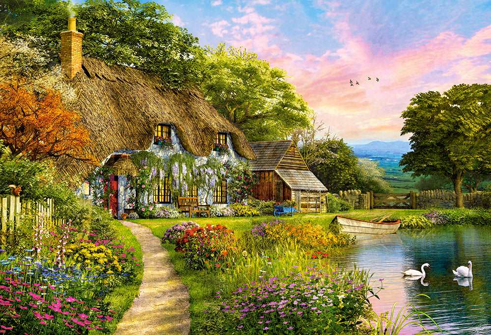 1500 Piece Jigsaw Puzzle, Countryside Cottage, Idyllic puzzle, Nostalgic view, Castorland C-151998-2