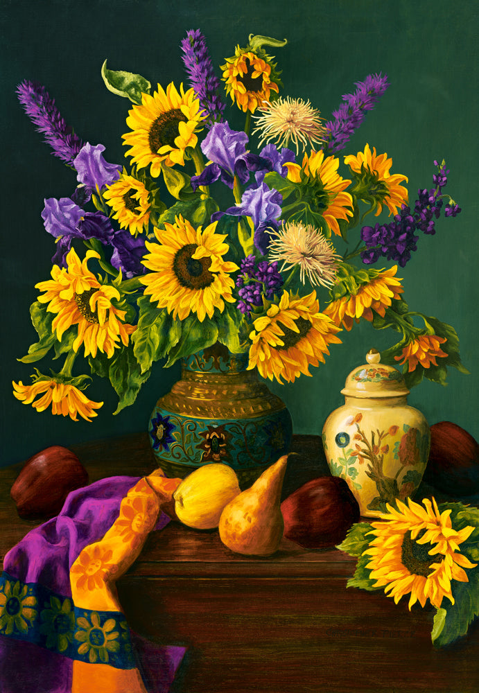 1500 Piece Jigsaw Puzzle, Autumn Treasures, Still nature puzzle, Sunflowers in a vase, Adult Puzzle, Castorland C-152063-2