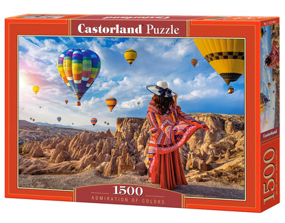 1500 Piece Jigsaw Puzzle, Admiration of colors, Colorful balloons, Landscape puzzles, Scenic view, Adult Puzzle, Castorland C-152148-2