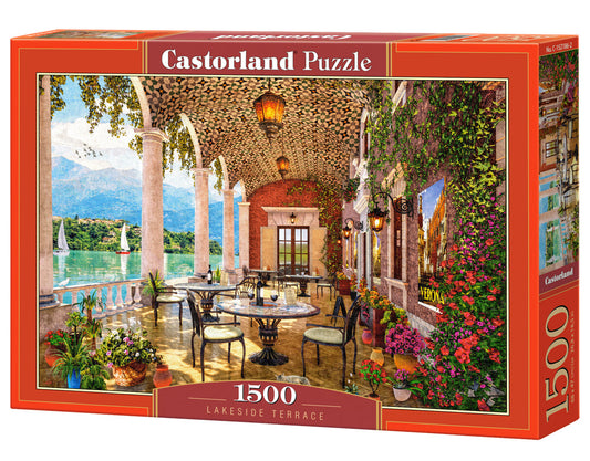 1500 Piece Jigsaw Puzzle, Lakeside Terrace, Italy, Mountain lake, Scenic view, Adult Puzzle, Castorland C-152186-2