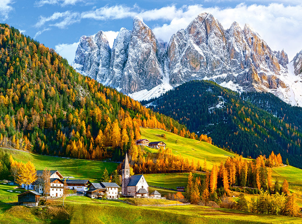 2000 Piece Jigsaw Puzzle, Church of St. Magdalena, Dolomites, Italy, Europe, Scenic Puzzle, Travel-inspired Puzzle, Adult Puzzle, Castorland C-200610-2