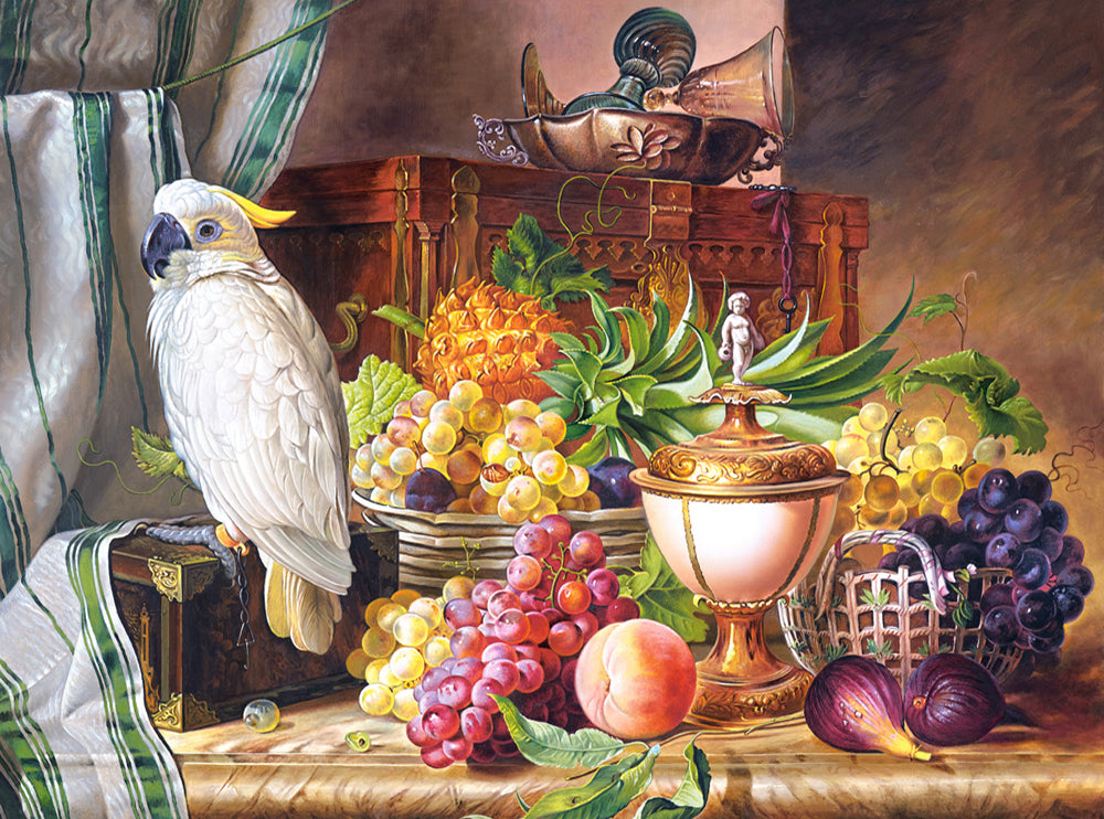 3000 Piece Jigsaw Puzzles, Still Life With Fruit and a Cockatoo, Josef Schuster, Adult Puzzles, Castorland C-300143-2