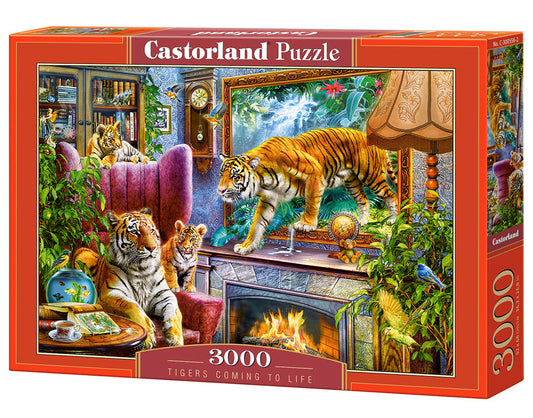 3000 Piece Jigsaw Puzzle, Tigers Coming to Life, Art. Puzzles, Animals on surrealistic scenery, Adult Puzzle, Castorland C-300556-2