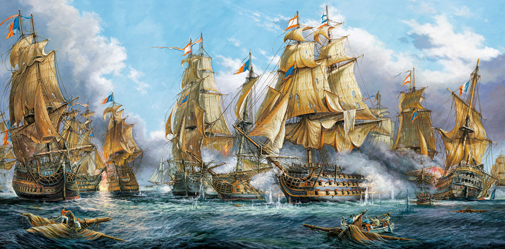 4000 Piece Jigsaw Puzzle, Naval Battle, Nautic painting, Old navy ships, Sailing ships at war, Adult Puzzle, Castorland C-400102-2